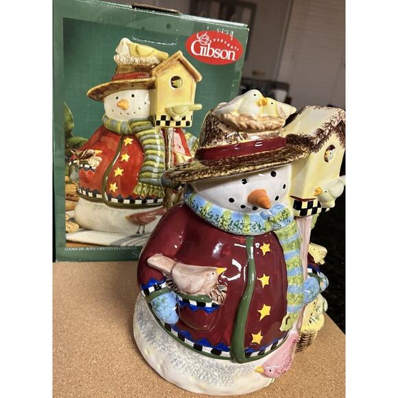 Gibson 2003 10.5 in Folic Snowman Cookie Jar Winter Decorations - Picture 4 of 13
